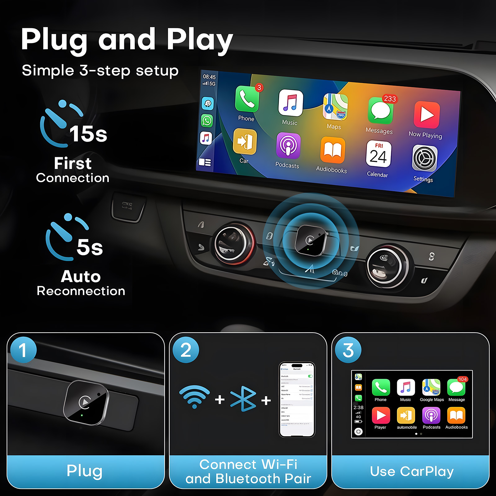 2026 Neuester Kabelloser CarPl – Car Accessories Youtube Bewertung und Preis